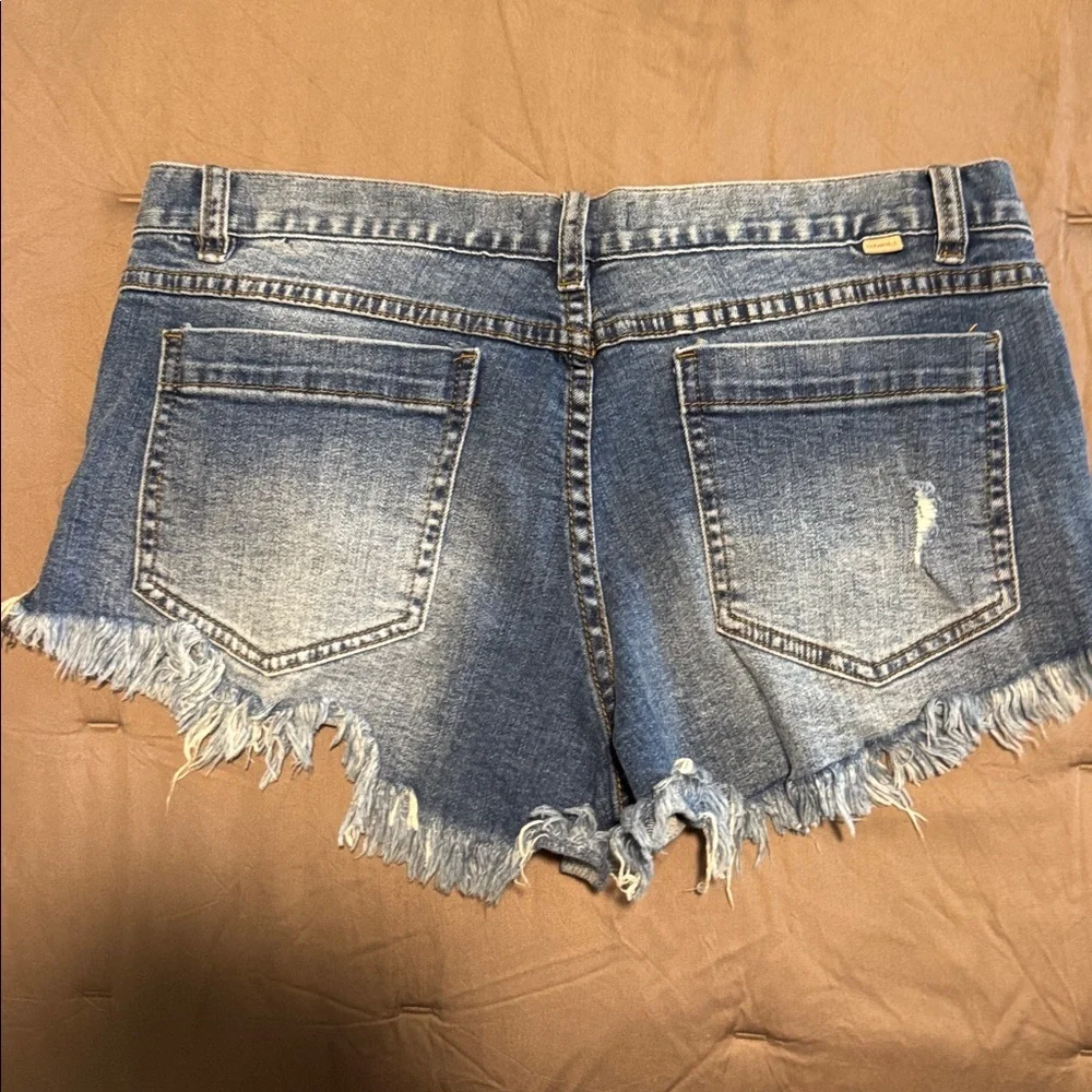 O'Neill Distressed Blue Denim Frayed Hem Shorts